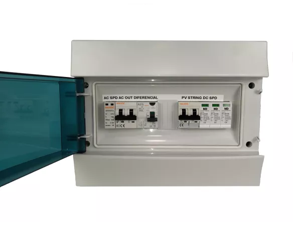 Cuadro premontado autoconsumo hasta 2 kw 1 string entrada panel borne