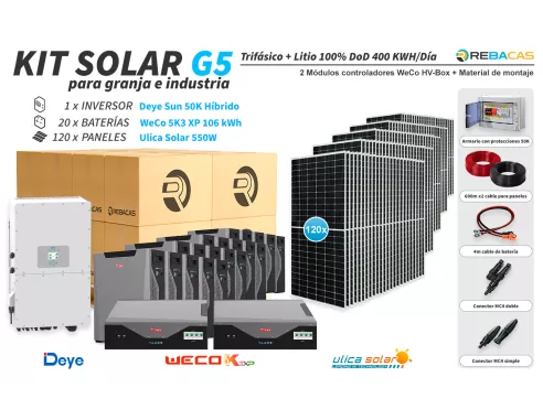 kit solar litio Granja o industria|kit 400 kwh grandes consumos
