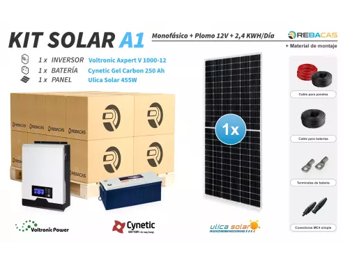 Kit Solar Vivienda Aislada 2000| kit solar con material de montaje