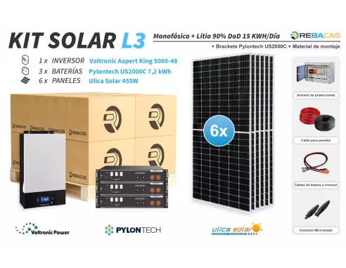 kit solar con batería de litio 15kwh | material de montaje incluido