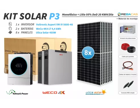 Mejor kit solar de litio 20kwh día | batería de litio 9,4kwh