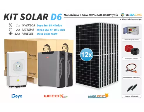 Kit solar litio 30kwh bateria Weco| Dos baterias e inversor 8kw