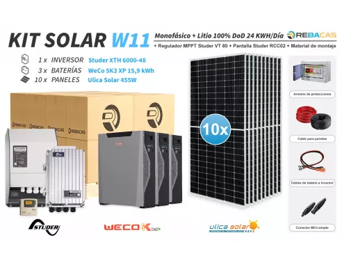 Kit solar Litio Studer-Weco 24kwh| 10 años de garantía 16kwh batería