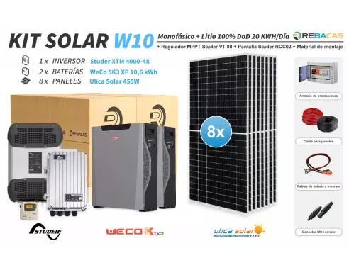 Kit solar Litio Studer-Weco 20kwh| 10 años de garantía 10,6kwh batería