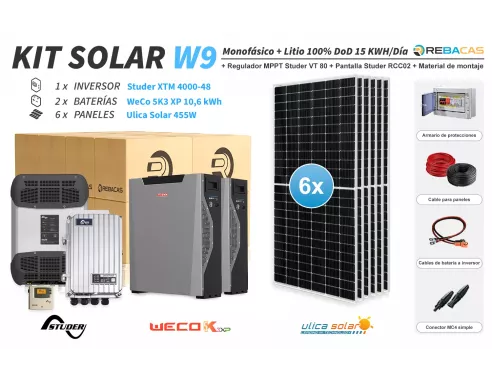 Kit solar Litio Studer-Weco 1kwh| 10 años de garantía total 10,6kwh batería