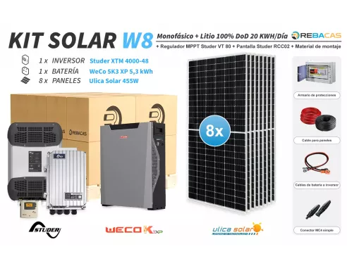 Kit solar Litio Studer-Weco 20kwh| 10 años de garantía en todos los componentes
