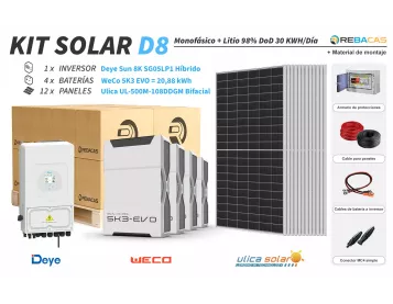 Kit Litio aislado red 30 kWh| Inversor 8 kW ampliable